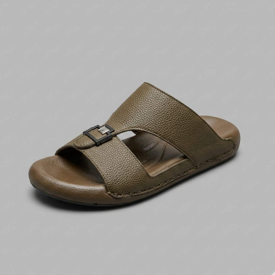 TRENDSSI | Premium Pebble-Grain Slipper in Olive