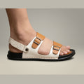 TRENDSSI | Men's Premium Dual-Tone Buckle Sandals – Mustard & White