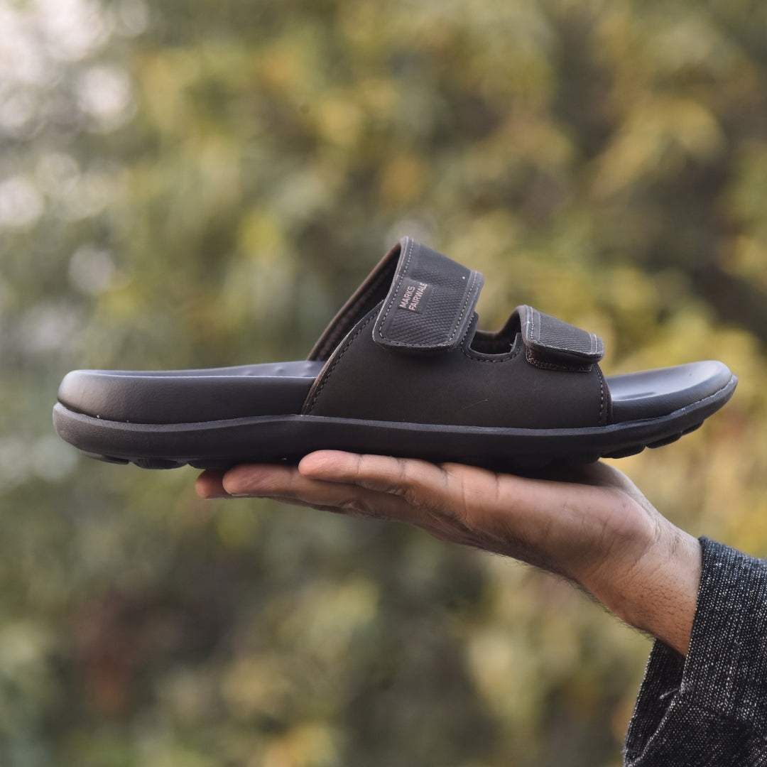 TRENDSSI | Executive Comfort Dual-Strap Slipper – Chocolate Brown Edition