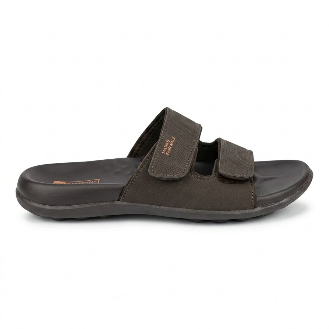 TRENDSSI | Executive Comfort Dual-Strap Slipper – Chocolate Brown Edition