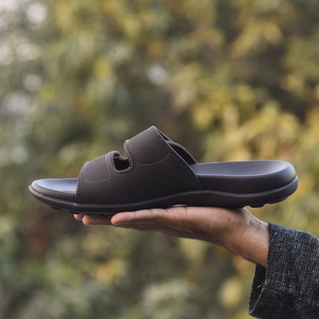 TRENDSSI | Executive Comfort Dual-Strap Slipper – Chocolate Brown Edition