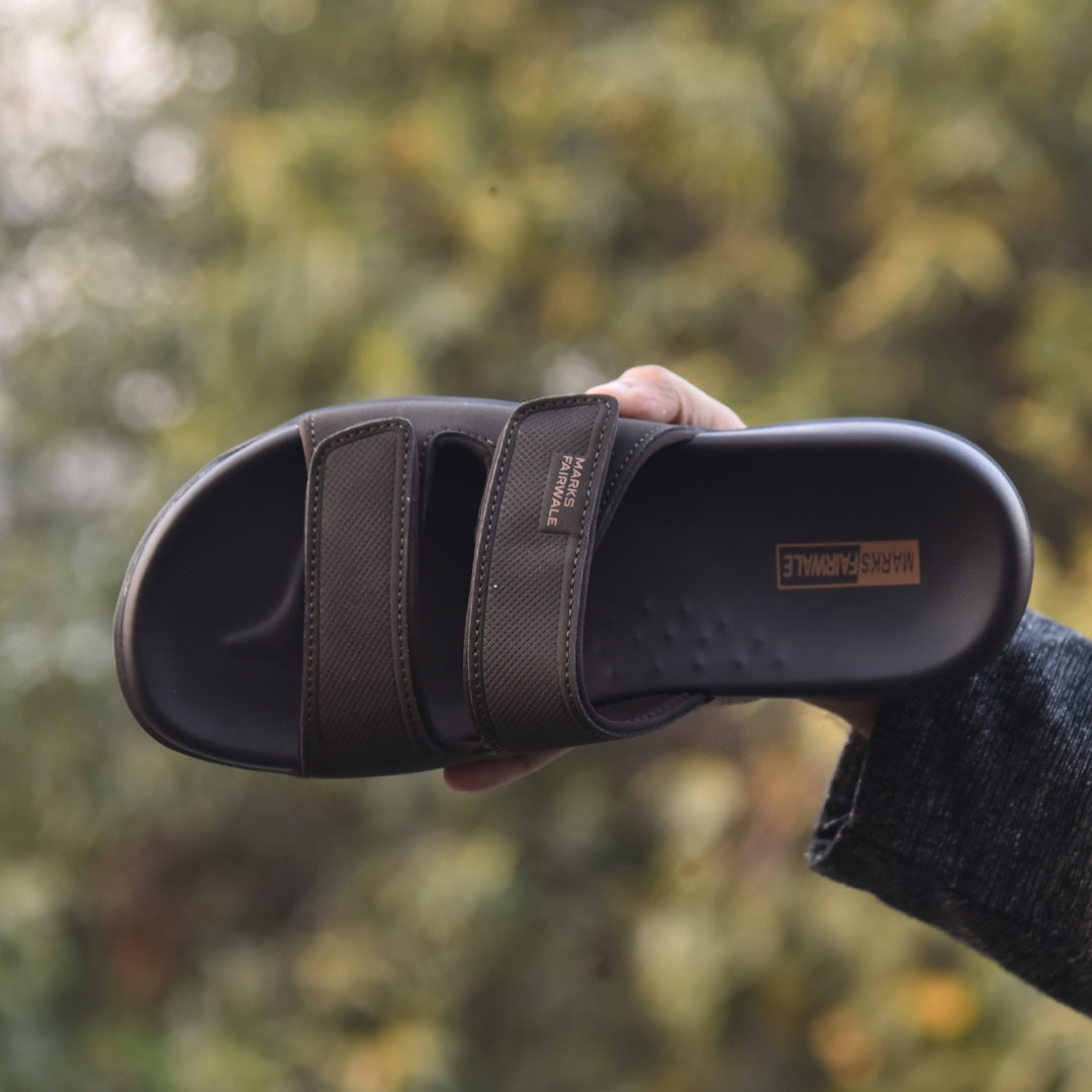 TRENDSSI | Executive Comfort Dual-Strap Slipper – Chocolate Brown Edition