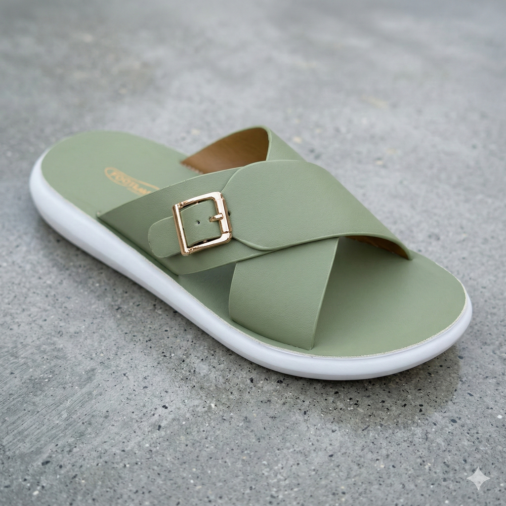 TRENDSSI | Women's Ultra-Light Buckle Slipper - Pastel Green