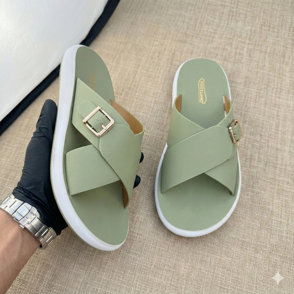 TRENDSSI | Women's Ultra-Light Buckle Slipper - Pastel Green