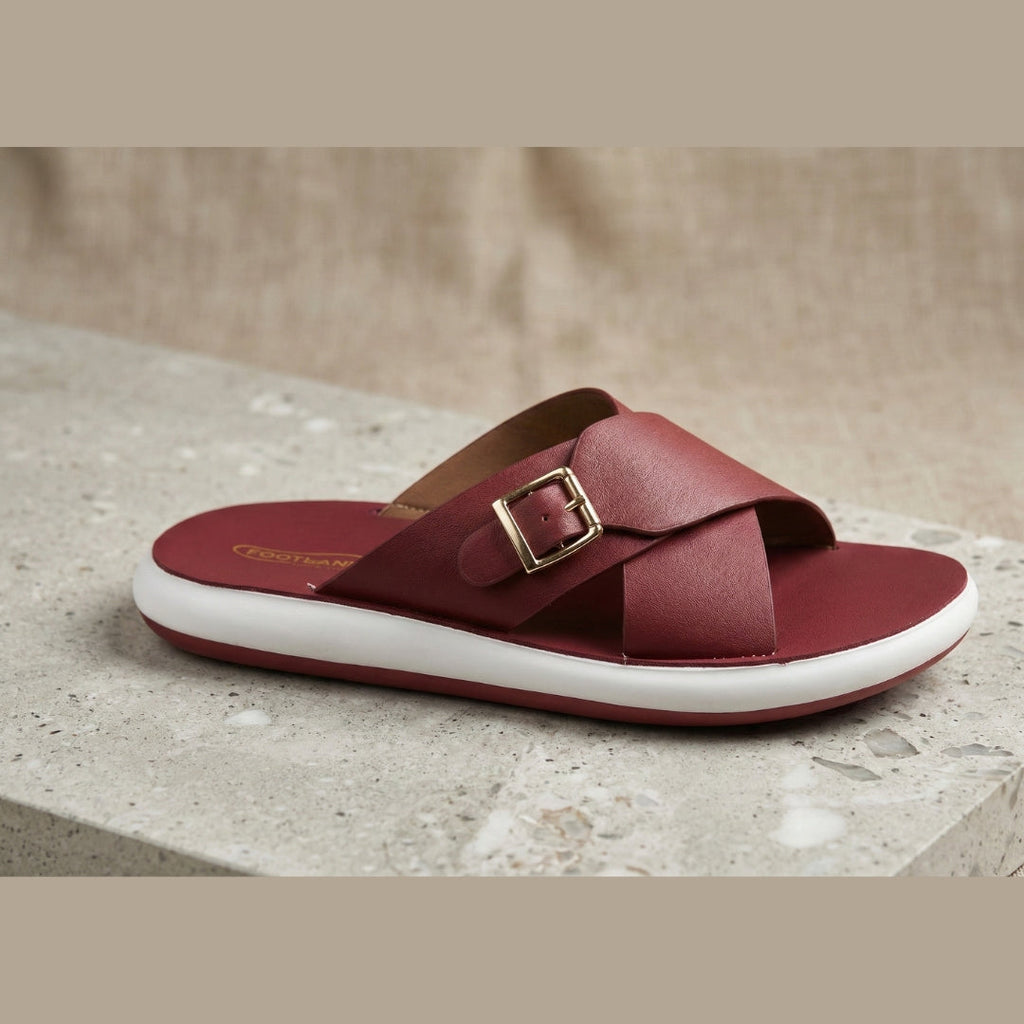 TRENDSSI | Women's Ultra-Light Buckle Slipper - Deep Maroon