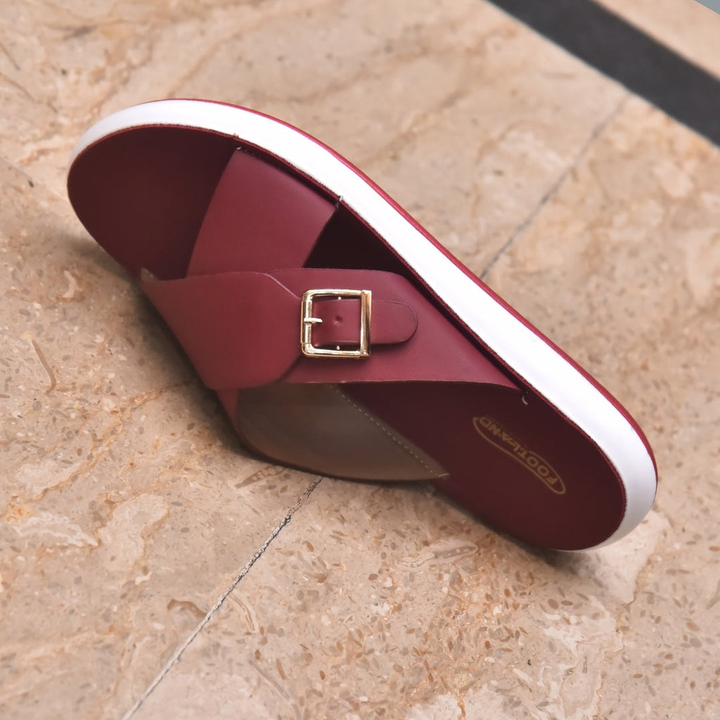 TRENDSSI | Women's Ultra-Light Buckle Slipper - Deep Maroon