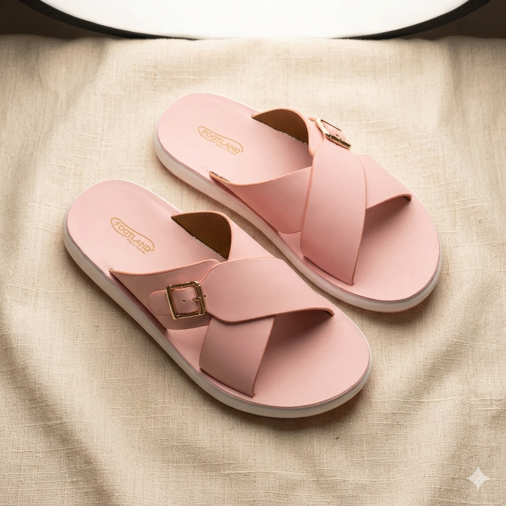 TRENDSSI | Women's Ultra-Light Buckle Slipper - Powder Pink