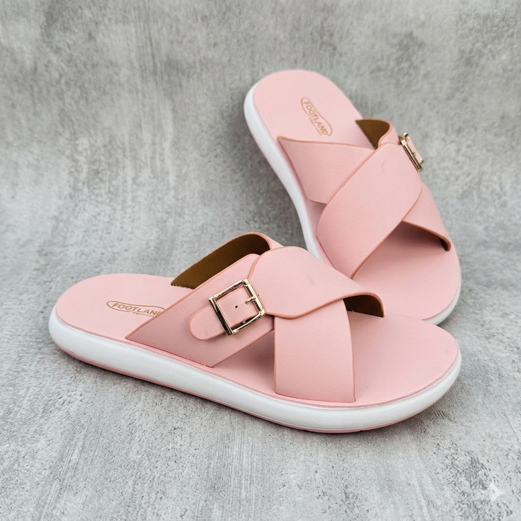 TRENDSSI | Women's Ultra-Light Buckle Slipper - Powder Pink