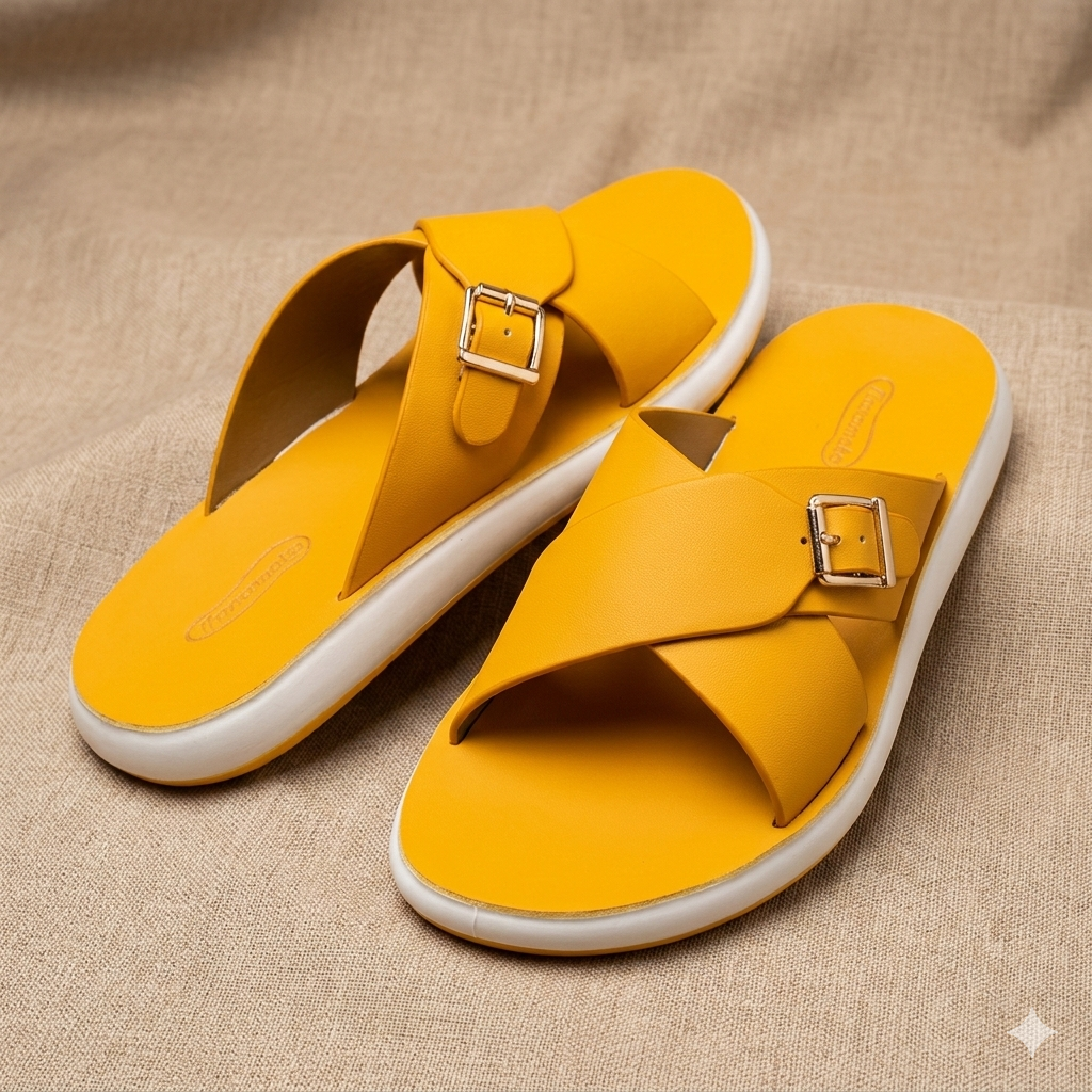 TRENDSSI | Women's Ultra-Light Buckle Slipper - Bright Yellow