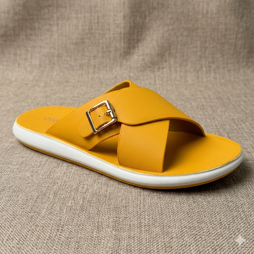 TRENDSSI | Women's Ultra-Light Buckle Slipper - Bright Yellow