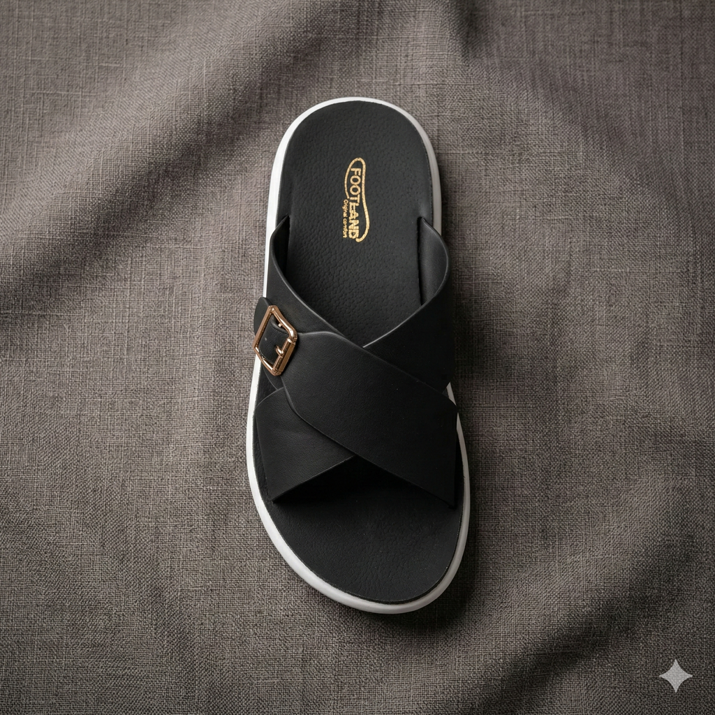 TRENDSSI | Women's Ultra-Light Buckle Slipper - Jet Black