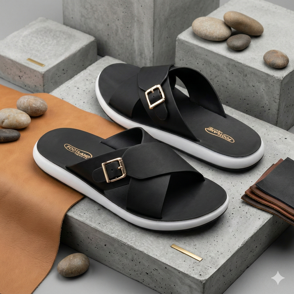 TRENDSSI | Women's Ultra-Light Buckle Slipper - Jet Black