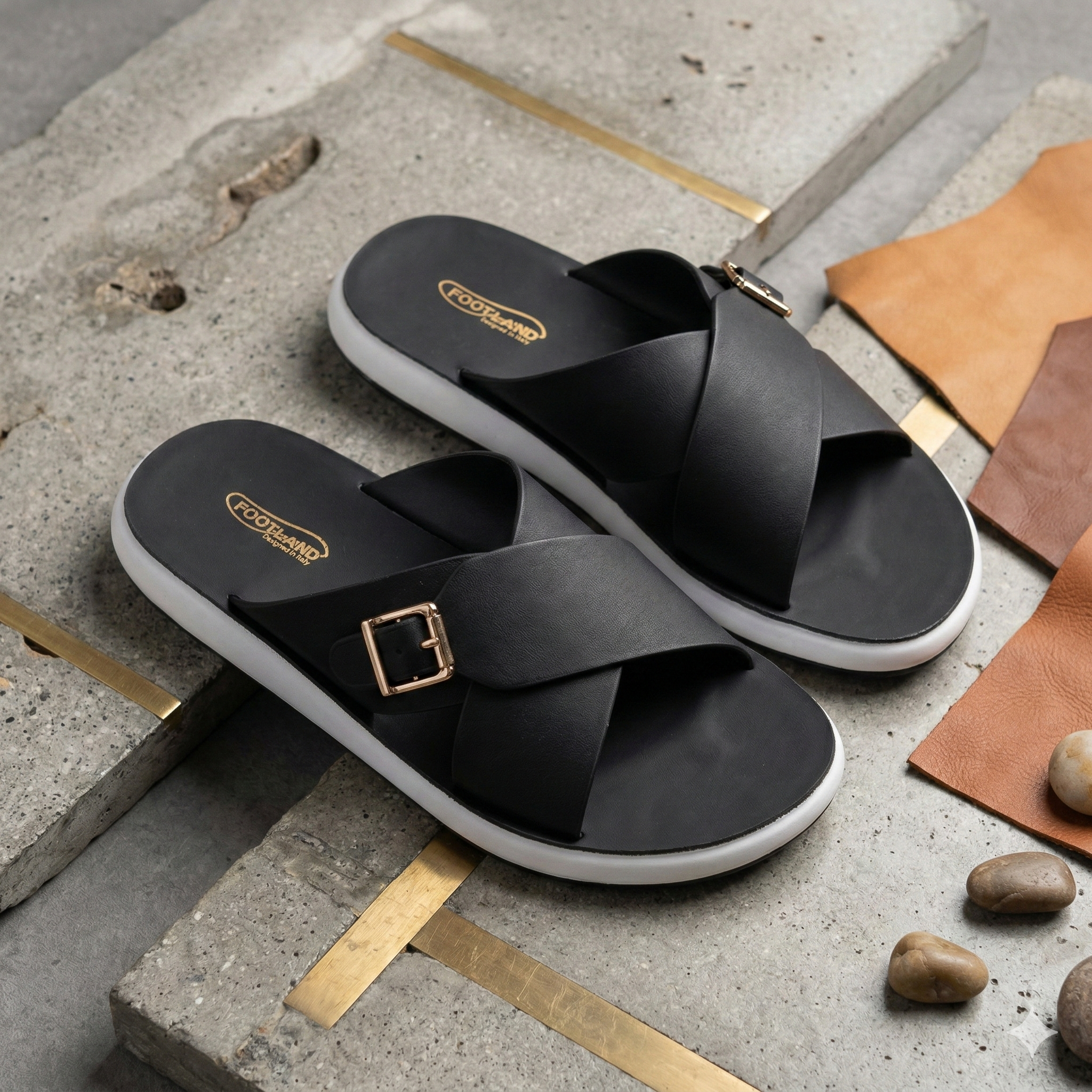 TRENDSSI | Women's Ultra-Light Buckle Slipper - Jet Black