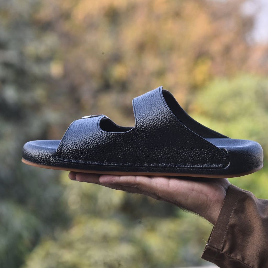 TRENDSSI | Dual Buckle Comfort Slipper – Black