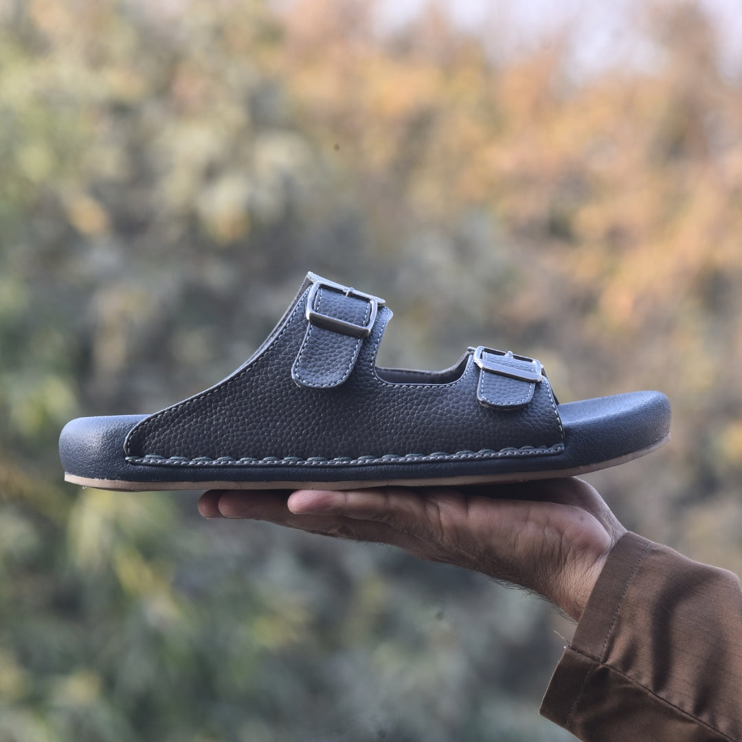 TRENDSSI | Dual Buckle Comfort Slipper – Gray