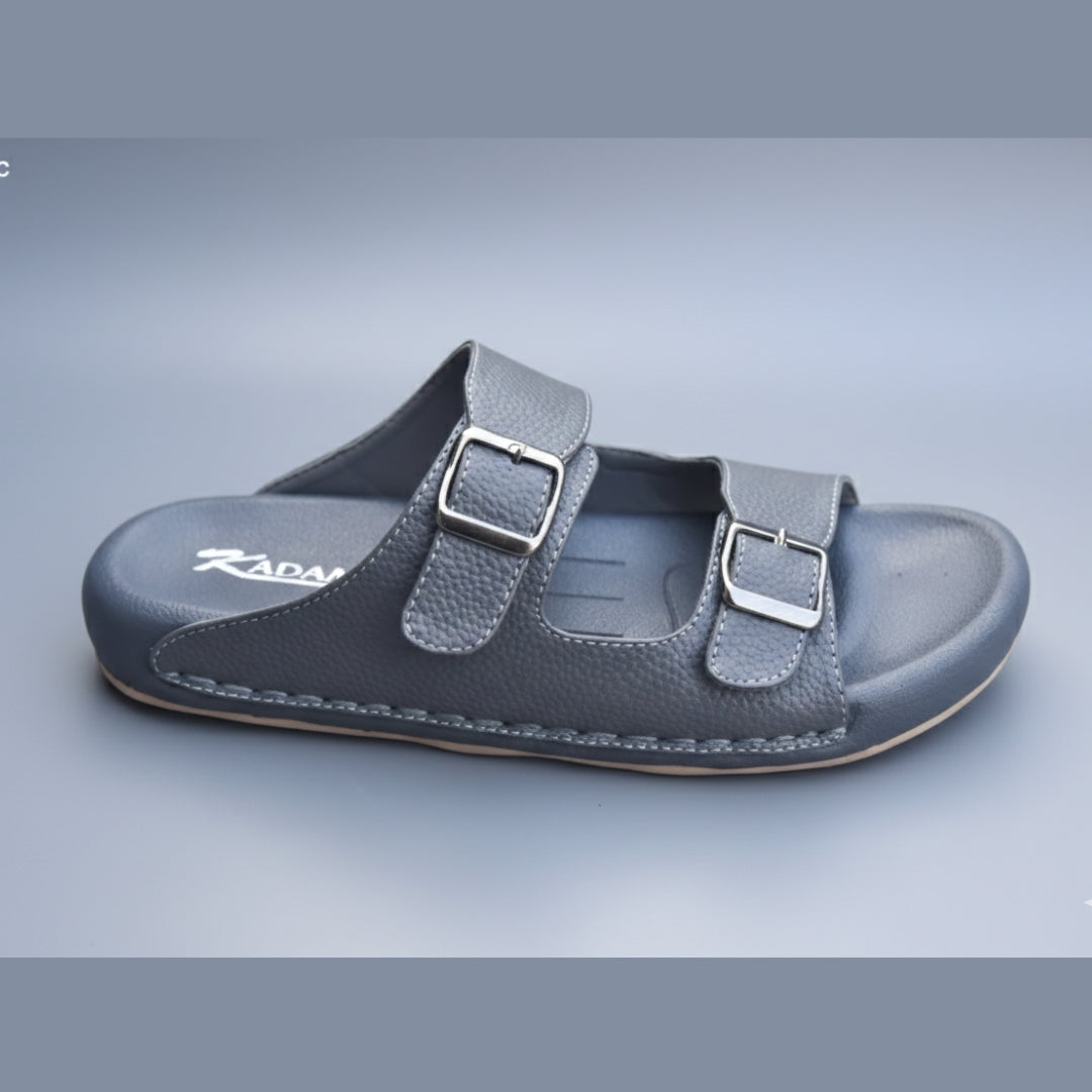TRENDSSI | Dual Buckle Comfort Slipper – Gray