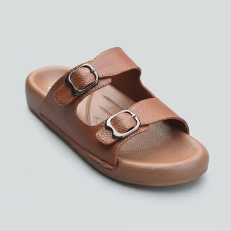 TRENDSSI | Dual Buckle Comfort Slipper– Mustard