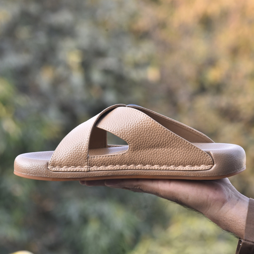 TRENDSSI | Cross Strap Comfort Slipper – Beige