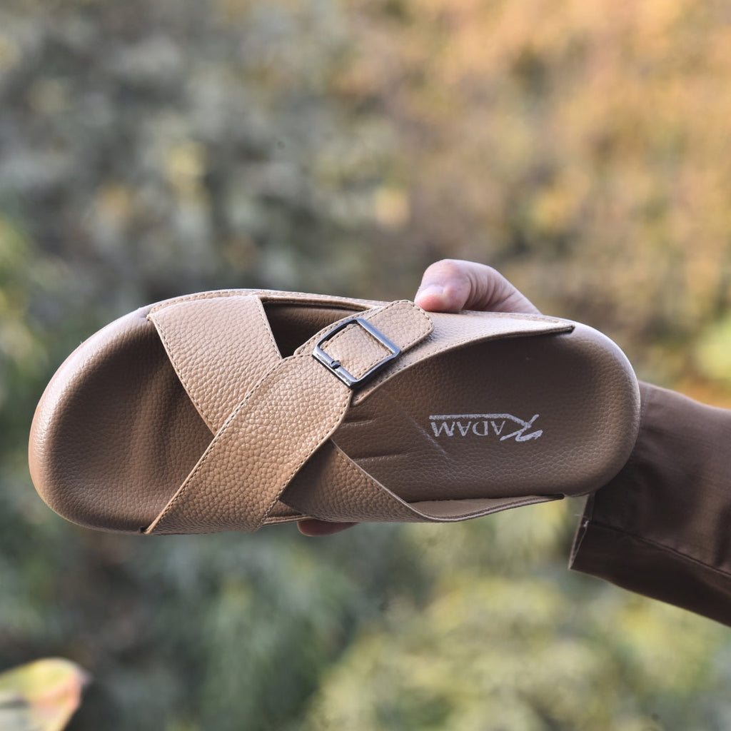 TRENDSSI | Cross Strap Comfort Slipper – Beige