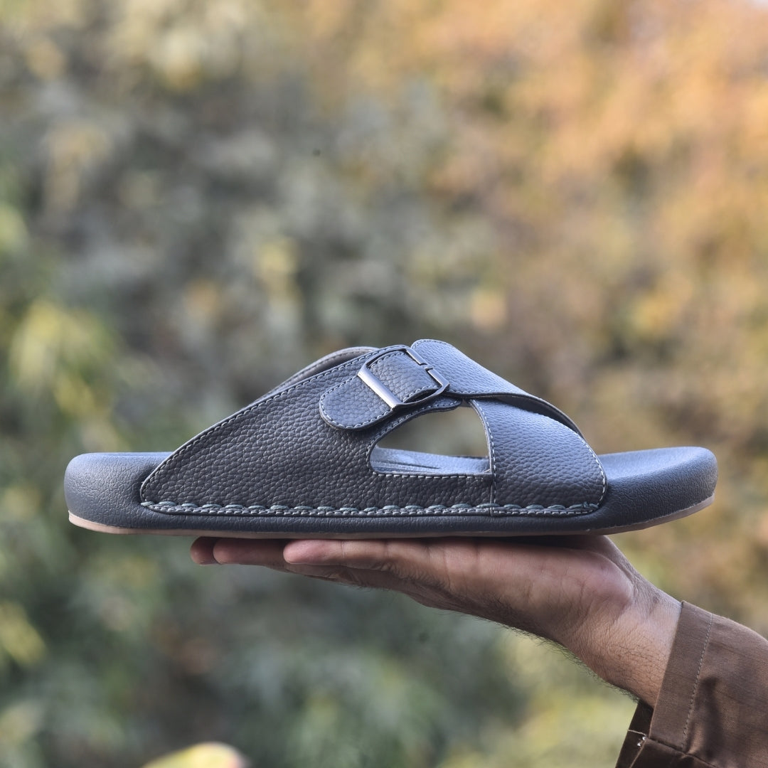 TRENDSSI | Cross Strap Comfort Slipper – Gray