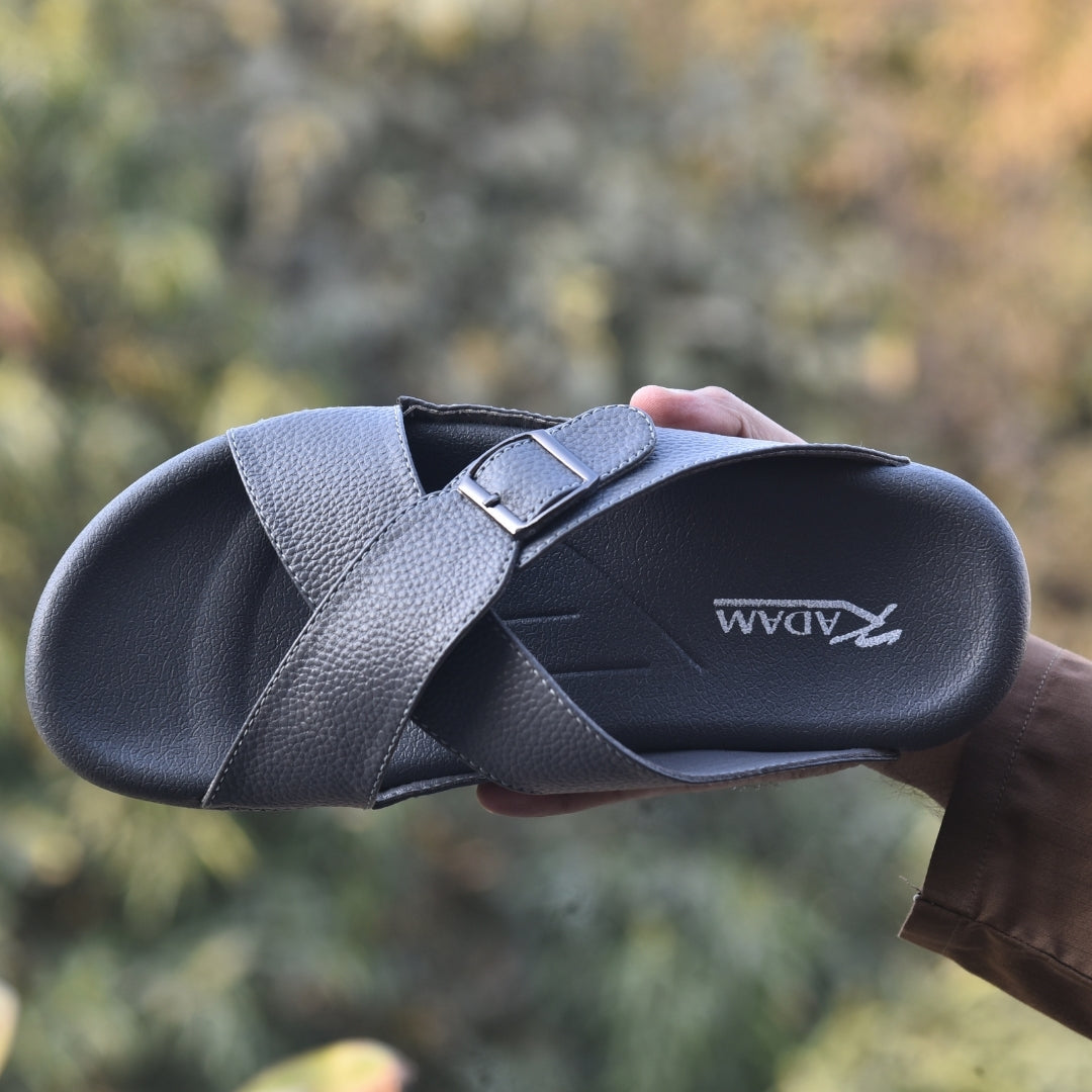 TRENDSSI | Cross Strap Comfort Slipper – Gray