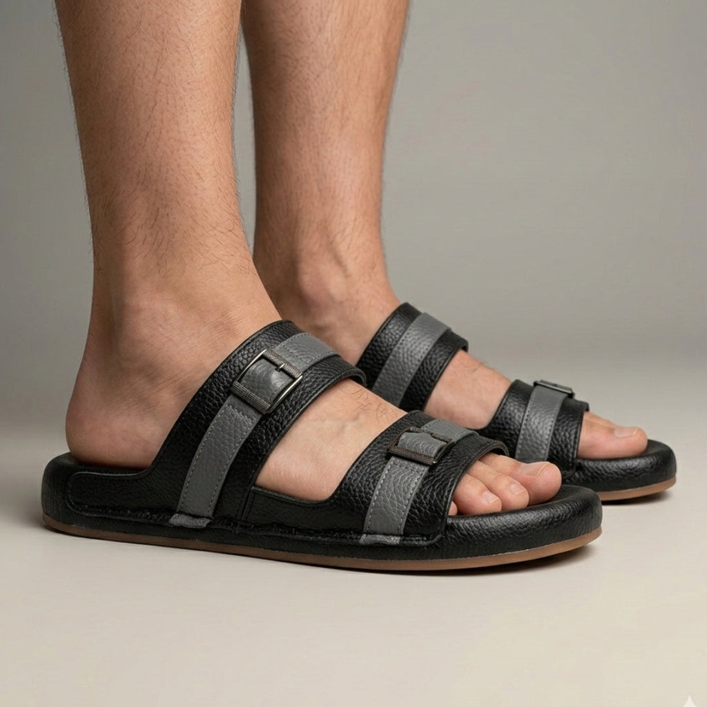 TRENDSSI | Classic Double Strap Comfort Sandals – Black