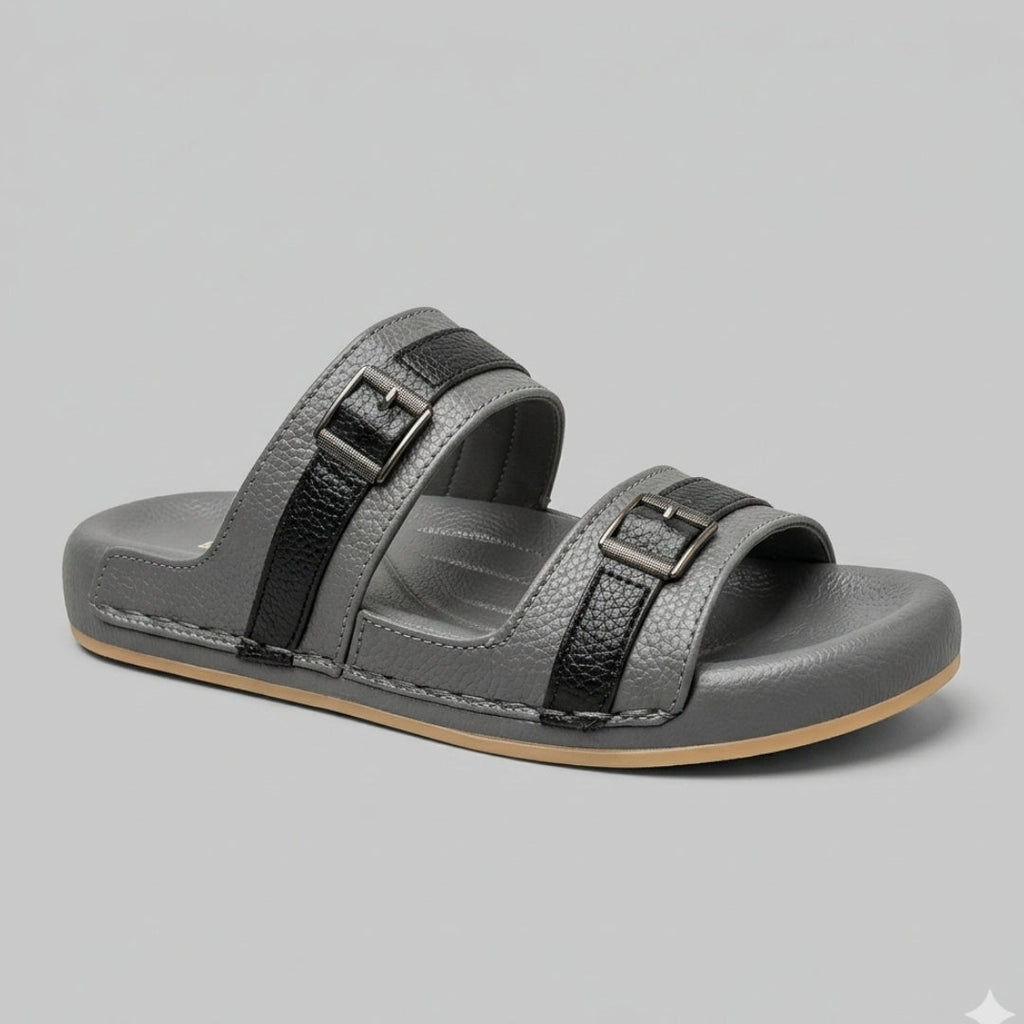 TRENDSSI | Classic Double Strap Comfort Sandals – Gray