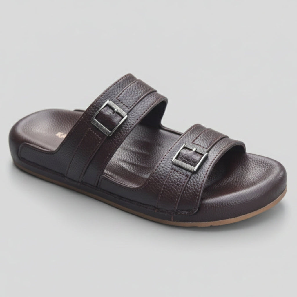TRENDSSI | Classic Double Strap Comfort Sandals – Brown