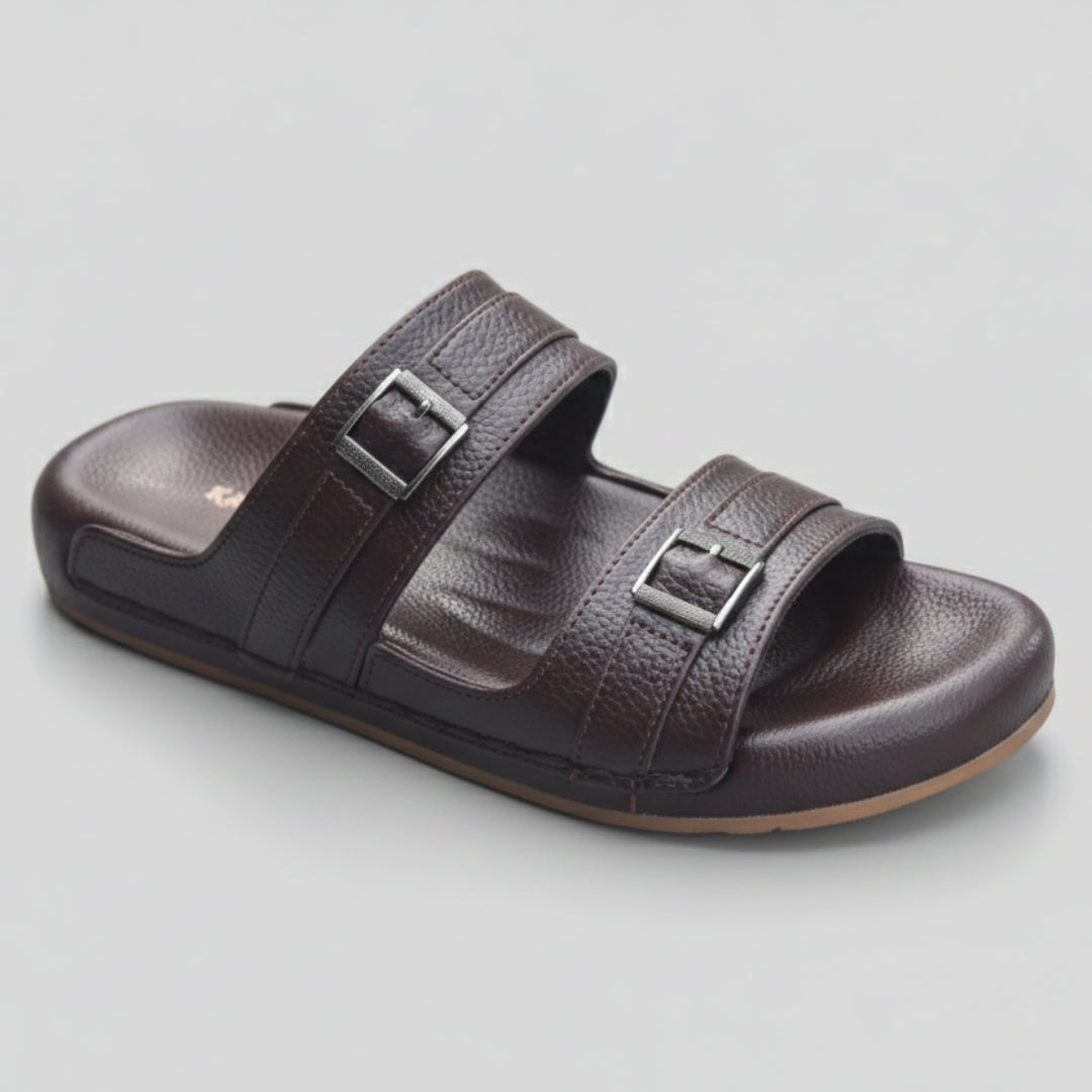 TRENDSSI | Classic Double Strap Comfort Sandals – Brown