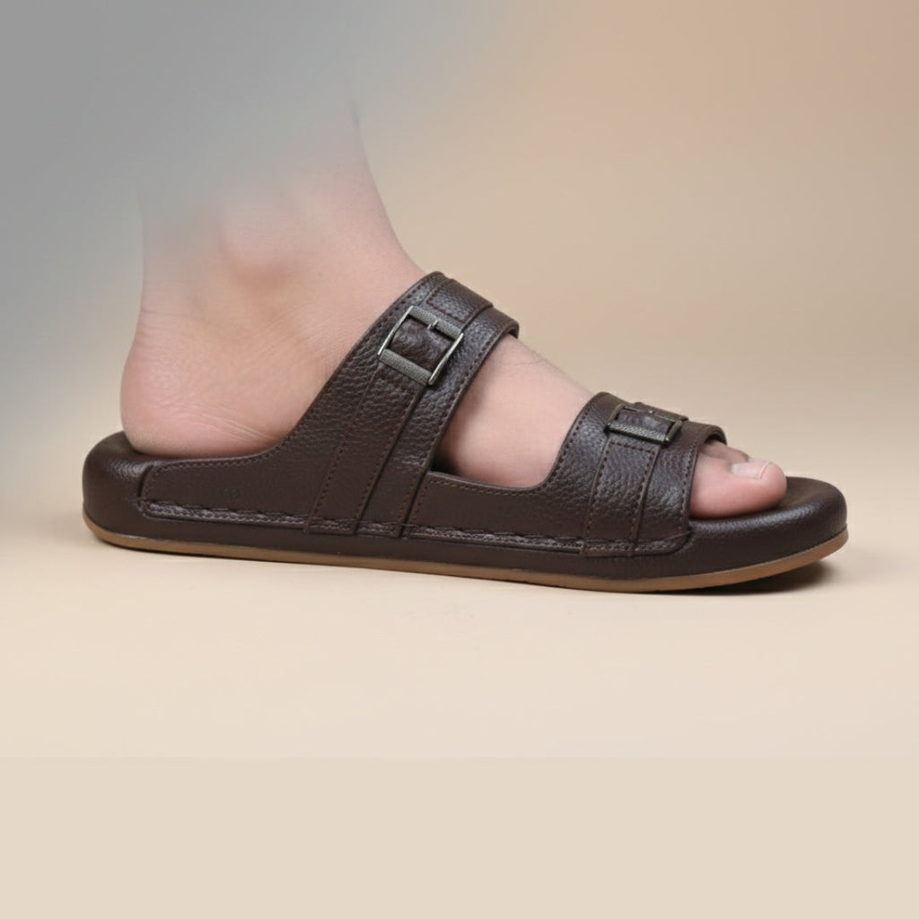 TRENDSSI | Classic Double Strap Comfort Sandals – Brown