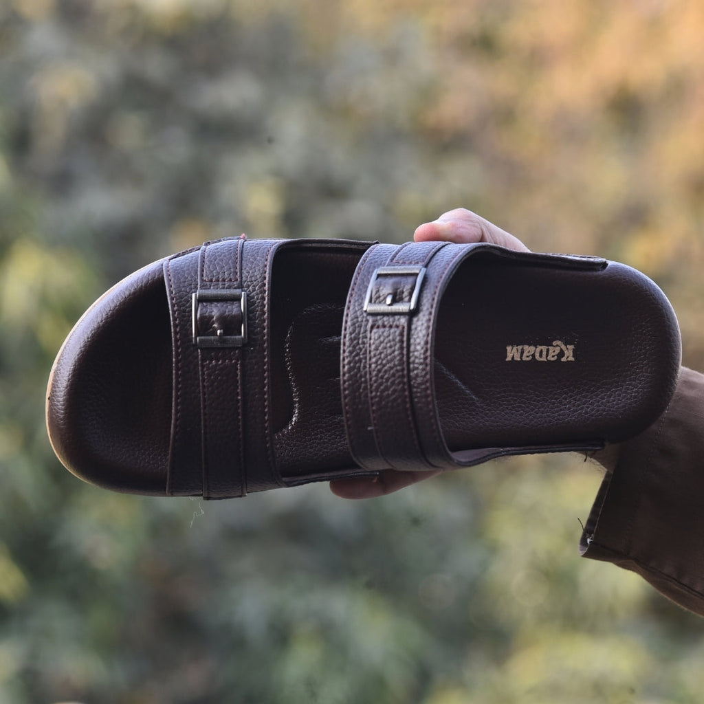 TRENDSSI | Classic Double Strap Comfort Sandals – Brown