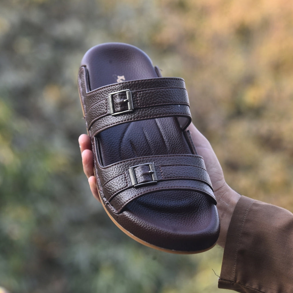 TRENDSSI | Classic Double Strap Comfort Sandals – Brown