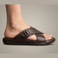 TRENDSSI | Cross Strap Comfort Slipper – Brown