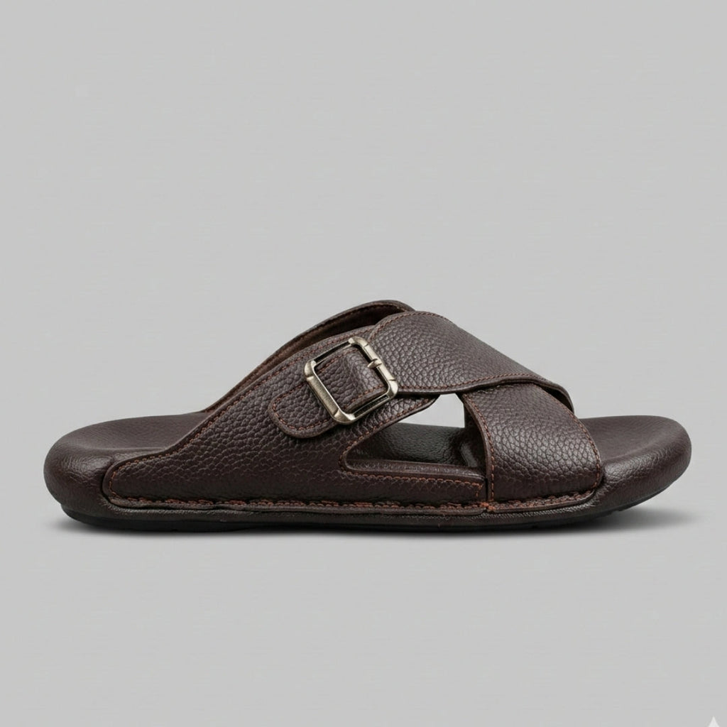 TRENDSSI | Cross Strap Comfort Slipper – Brown