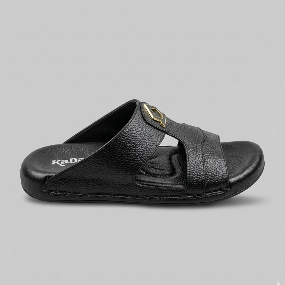 TRENDSSI | Premium Pebble-Grain Slipper - Jet Black