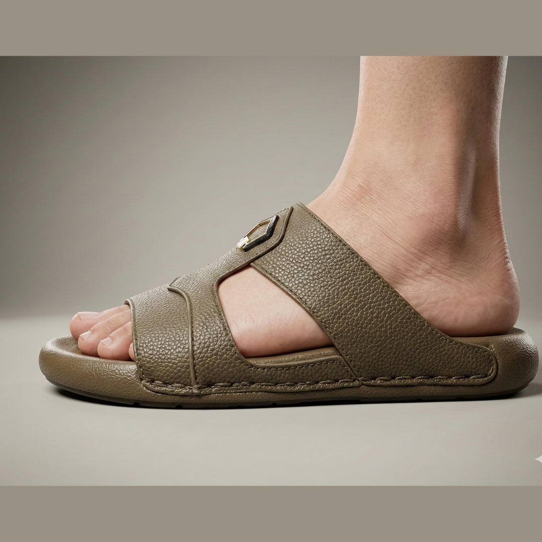 TRENDSSI | Premium Pebble-Grain Slipper - Deep Olive
