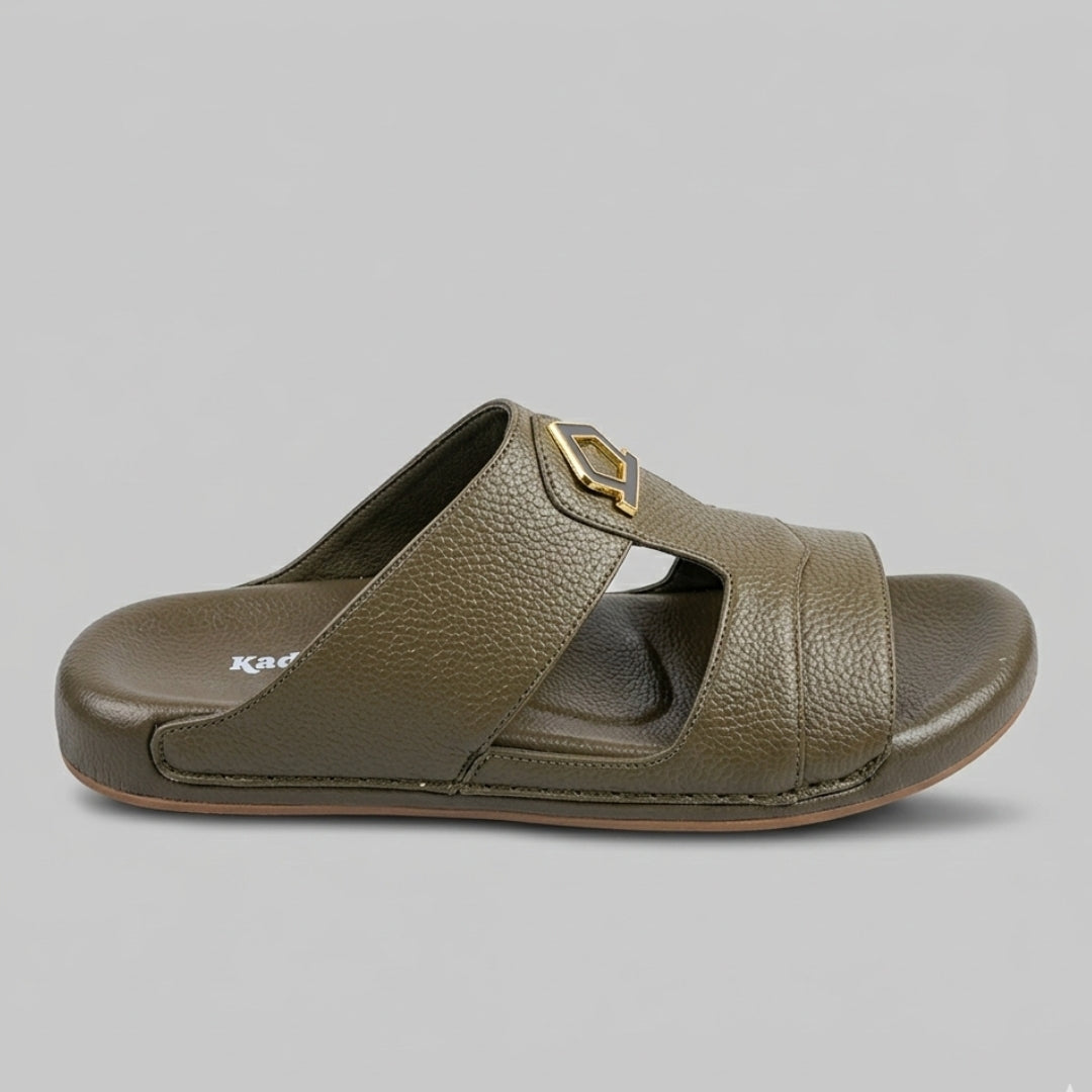 TRENDSSI | Premium Pebble-Grain Slipper - Deep Olive