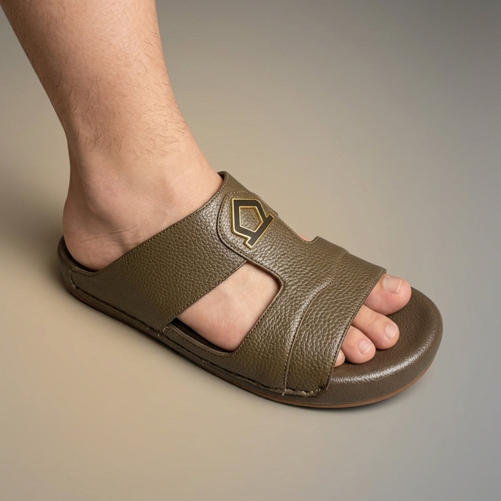 TRENDSSI | Premium Pebble-Grain Slipper - Deep Olive