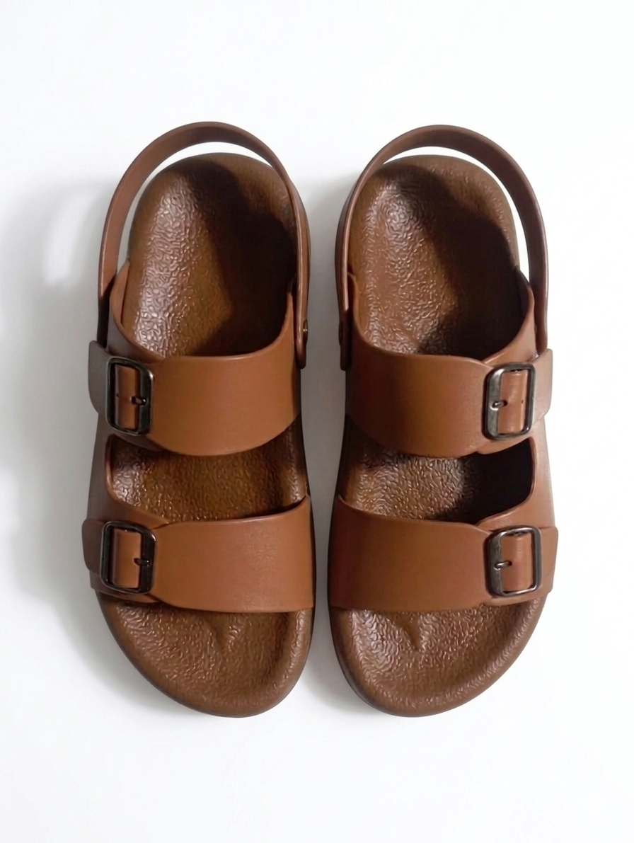 Men’s Premium Brown Double Strap Chapal – Soft Comfort & Anti-Slip Sole Sandals