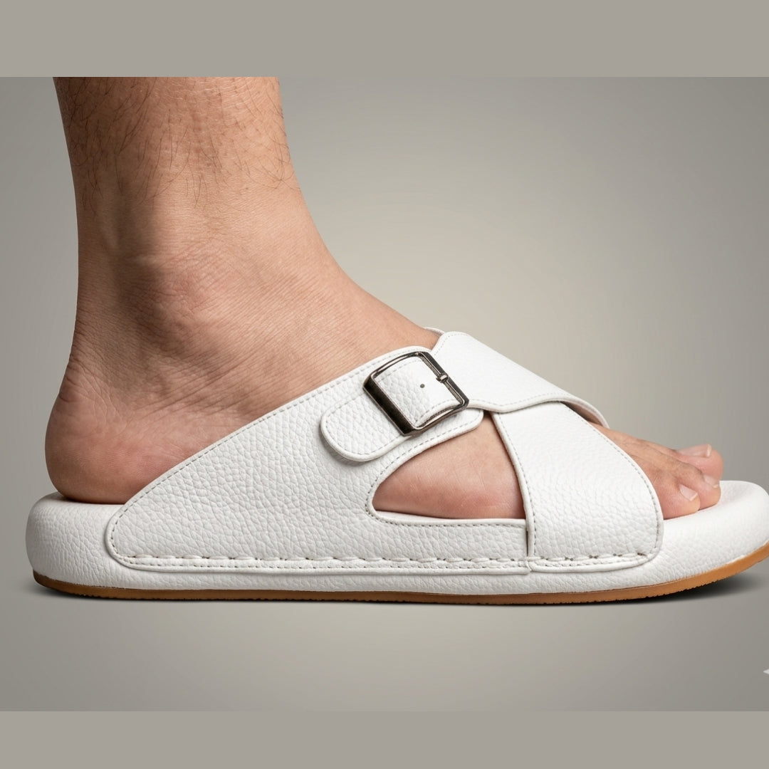 TRENDSSI | Cross Strap Comfort Slipper – White