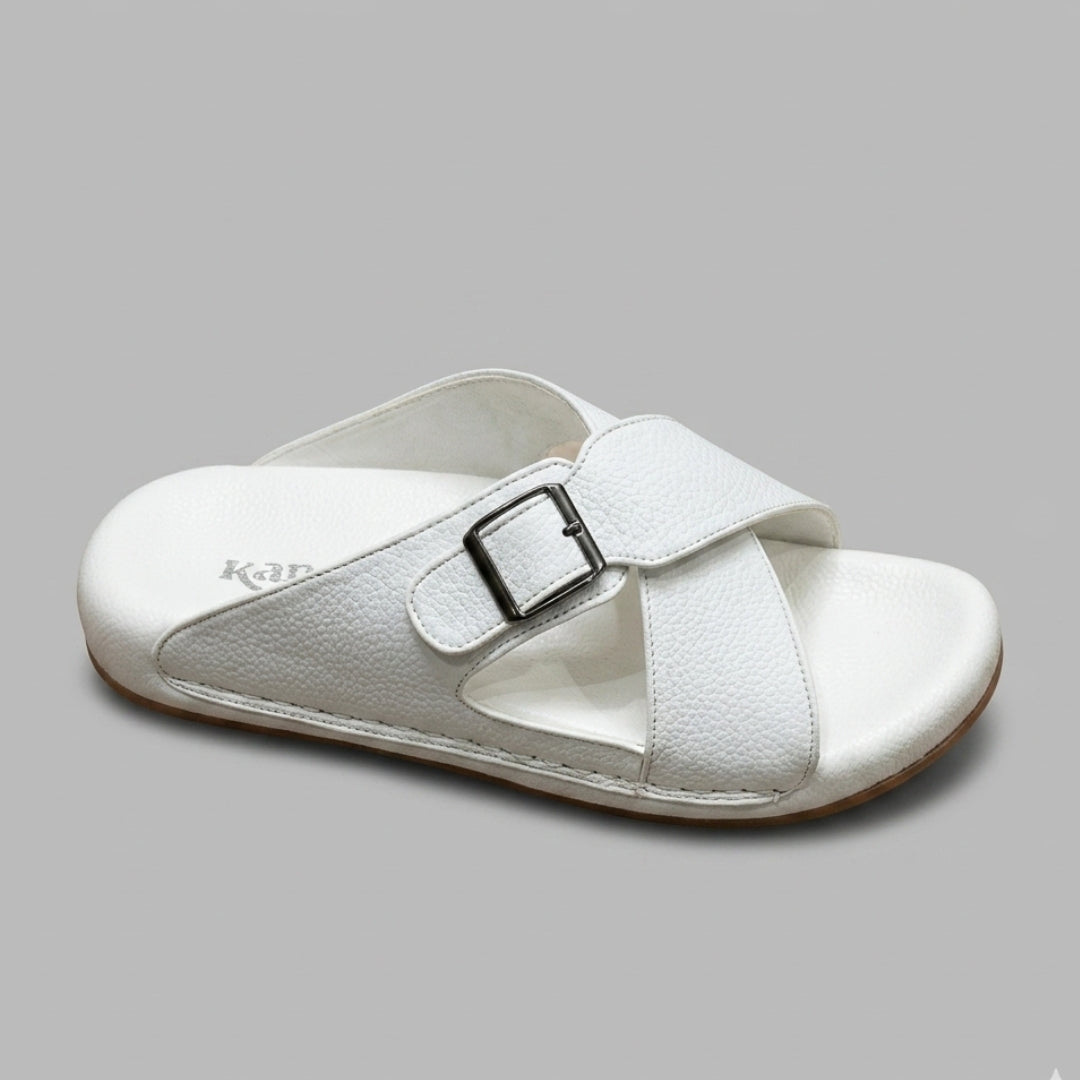 TRENDSSI | Cross Strap Comfort Slipper – White