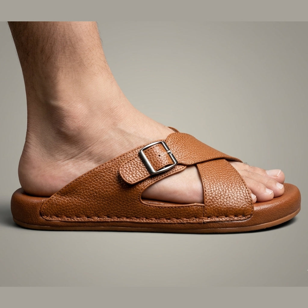 TRENDSSI | Cross Strap Comfort Slipper – Mustard