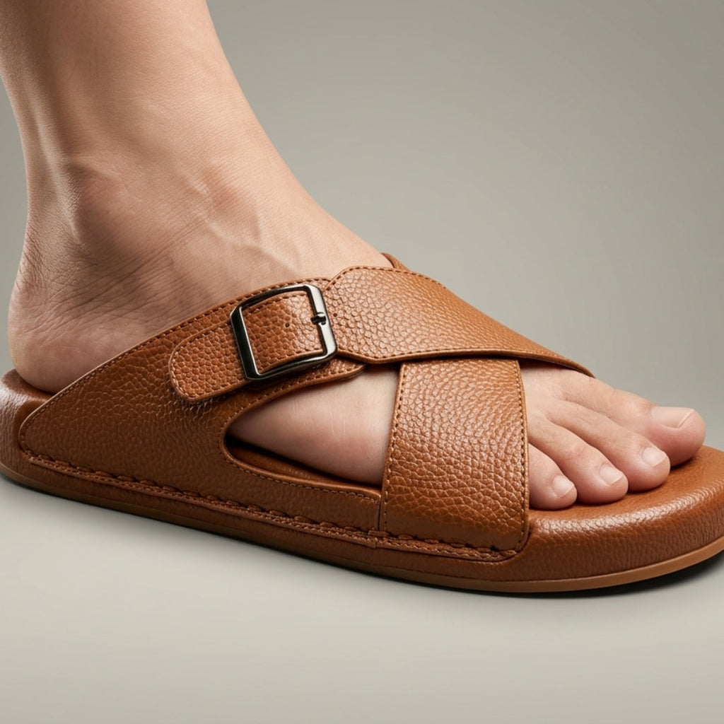 TRENDSSI | Cross Strap Comfort Slipper – Mustard