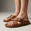 TRENDSSI | Cross Strap Comfort Slipper – Mustard