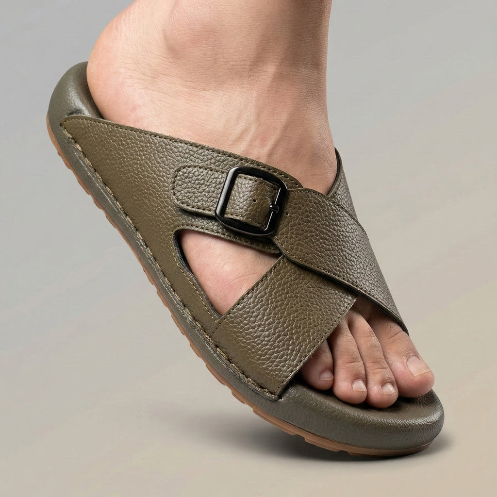 TRENDSSI | Cross Strap Comfort Slipper – Olive