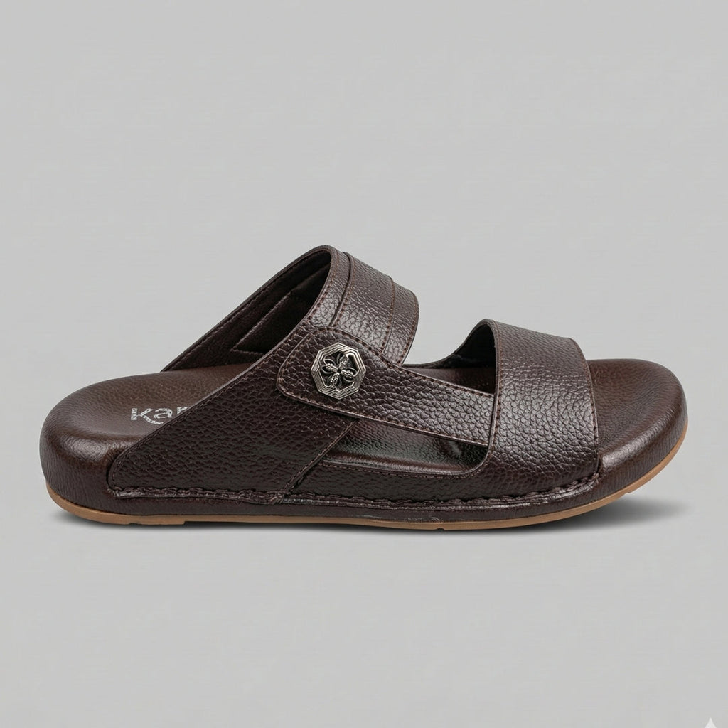 TRENDSSI | Premium Textured Leather Comfort Slipper - Brown