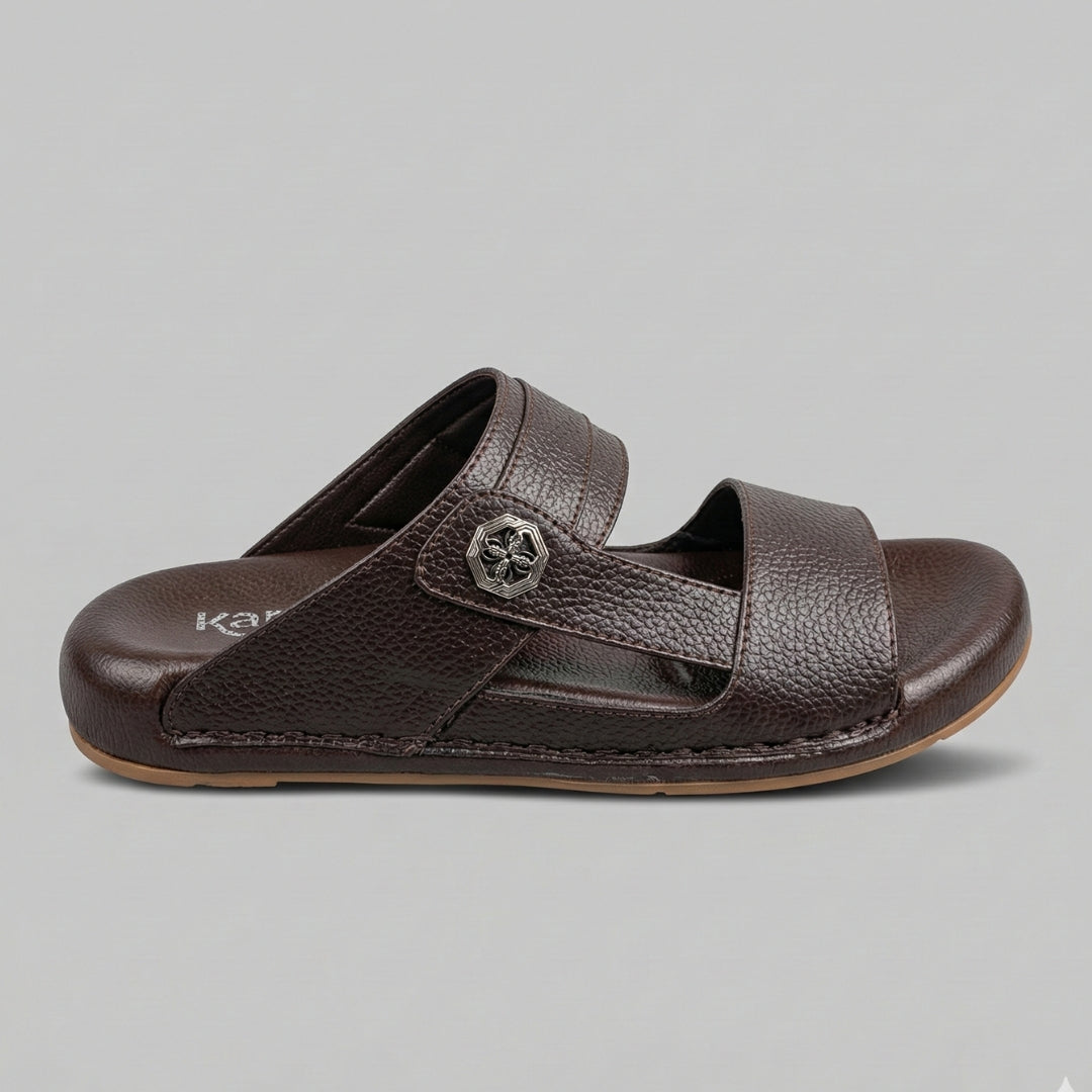 TRENDSSI | Premium Textured Leather Comfort Slipper - Brown
