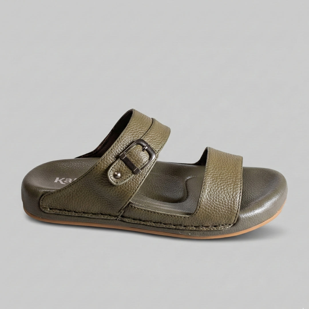 TRENDSSI | Adjustable Buckle Slipper - Olive