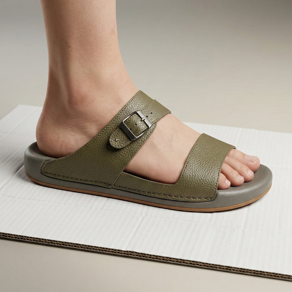 TRENDSSI | Adjustable Buckle Slipper - Olive