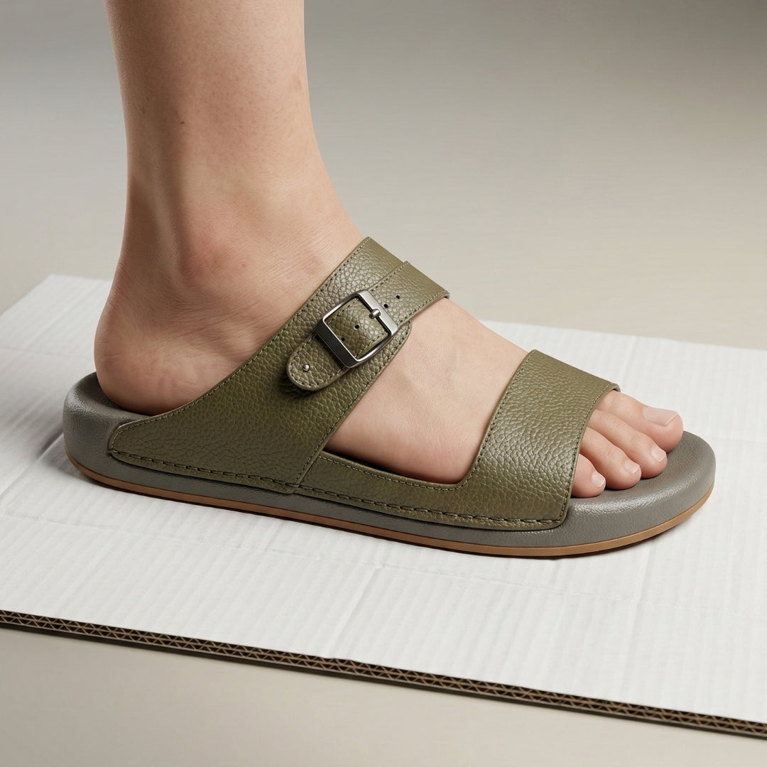 TRENDSSI | Adjustable Buckle Slipper - Olive
